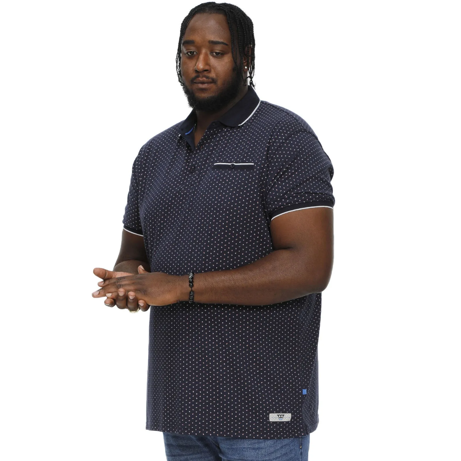 D555 Mens Darwin Big & Tall All Over Print Polo Shirt - Navy