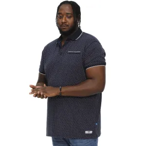 D555 Mens Darwin Big & Tall All Over Print Polo Shirt - Navy