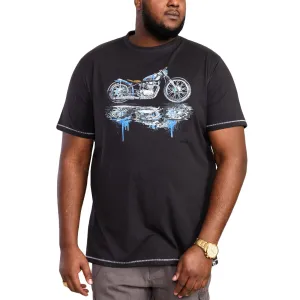 D555 Mens Fritton Big & Tall Motorbike Print T-Shirt - Black