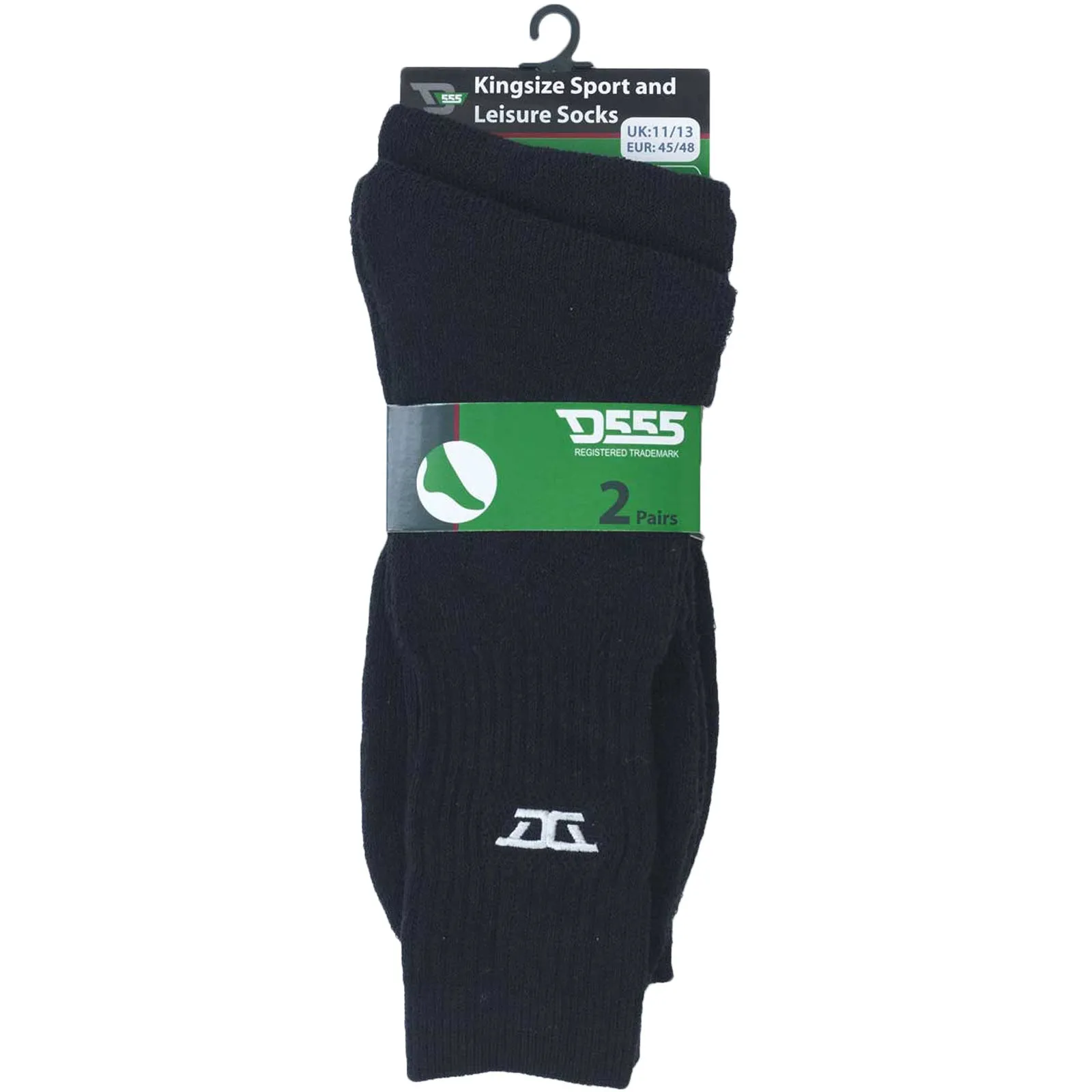 D555 Mens Logan Kingsize Sports Socks - 2 Pack