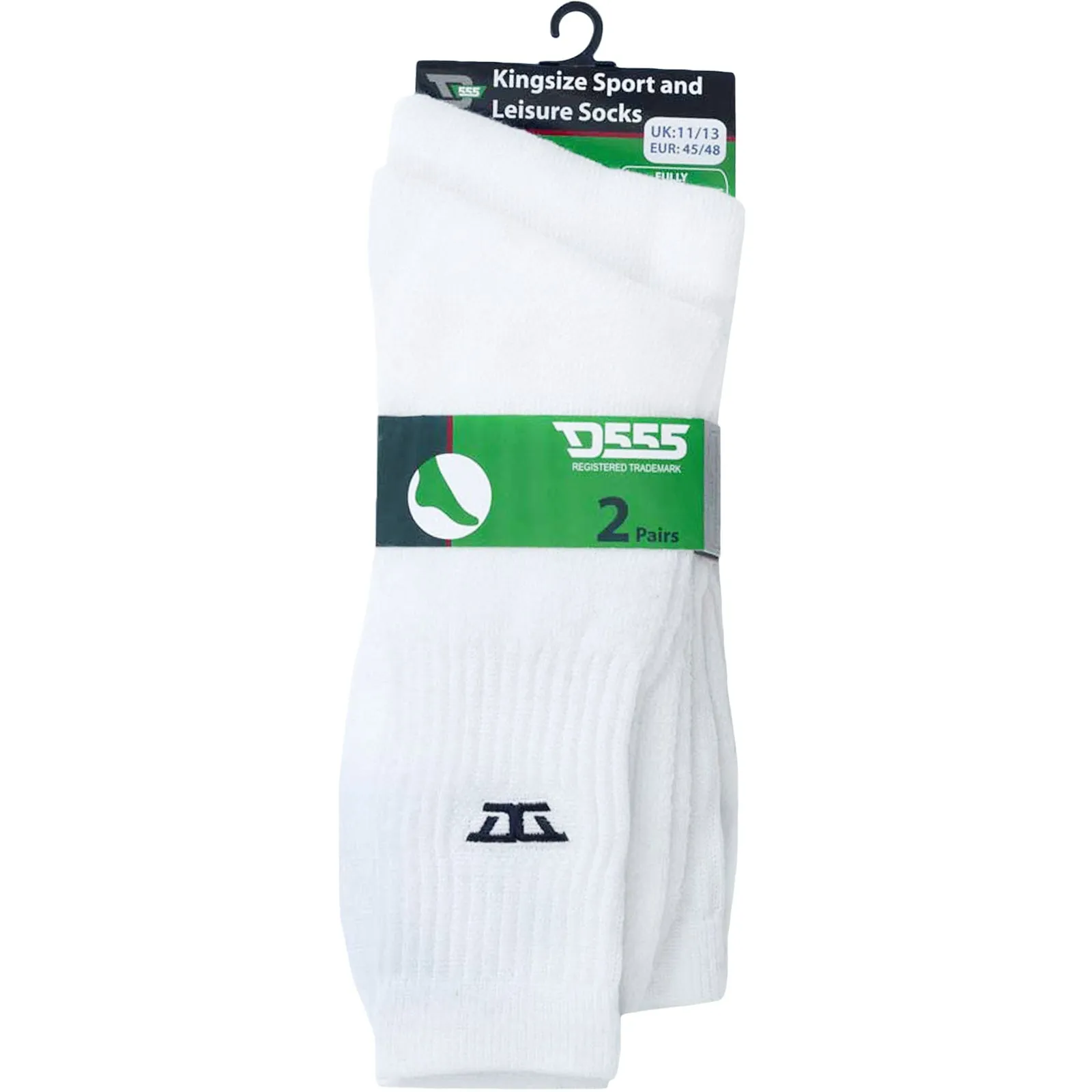 D555 Mens Logan Kingsize Sports Socks - 2 Pack