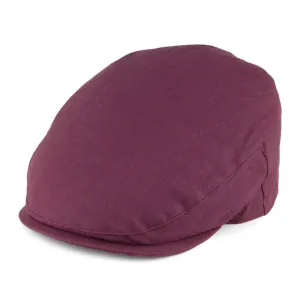 Denton Hats Cheshire Linen Flat Cap - Maroon