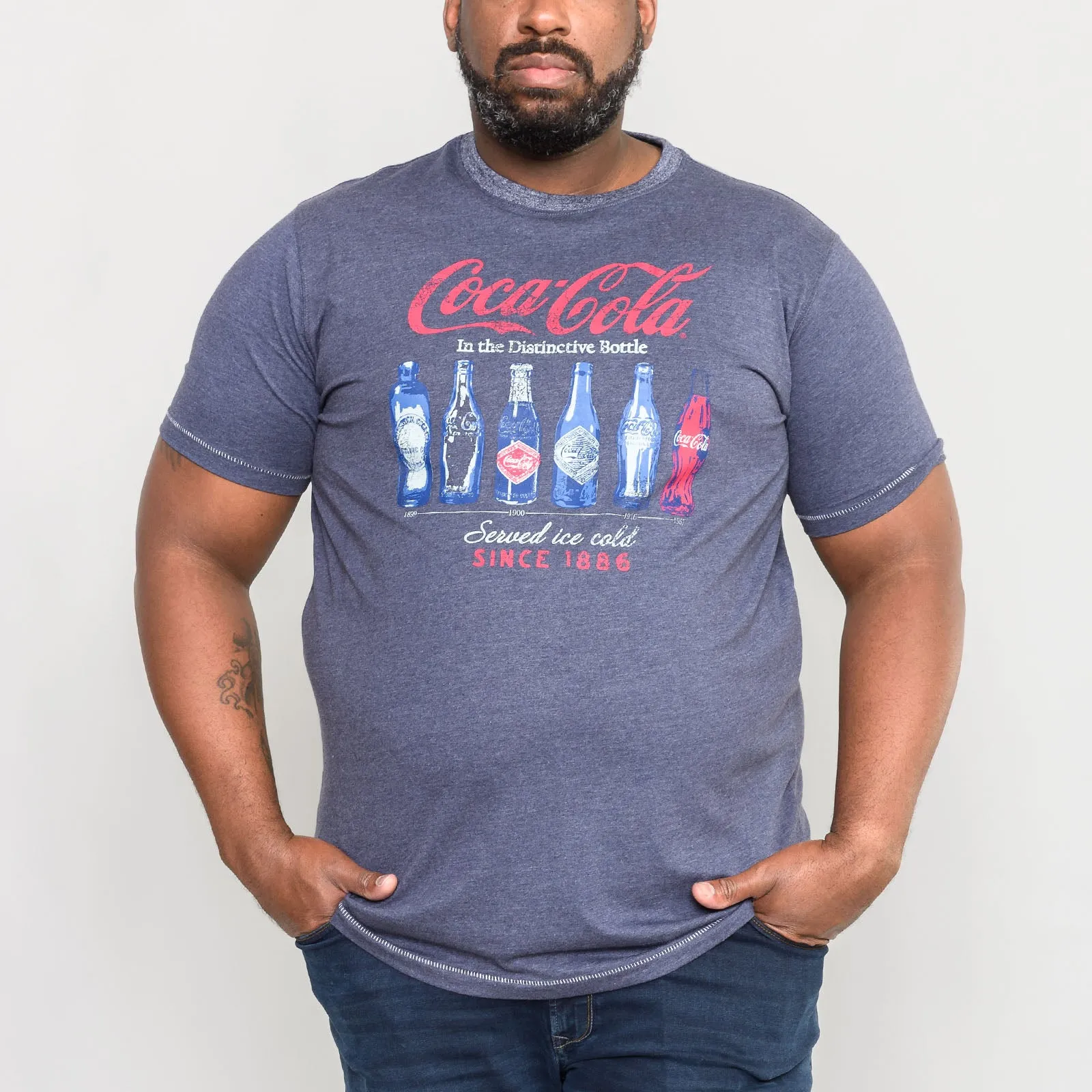 Duke D555 Mens Bottles Big & Tall Official Coca Cola T-Shirt - Denim