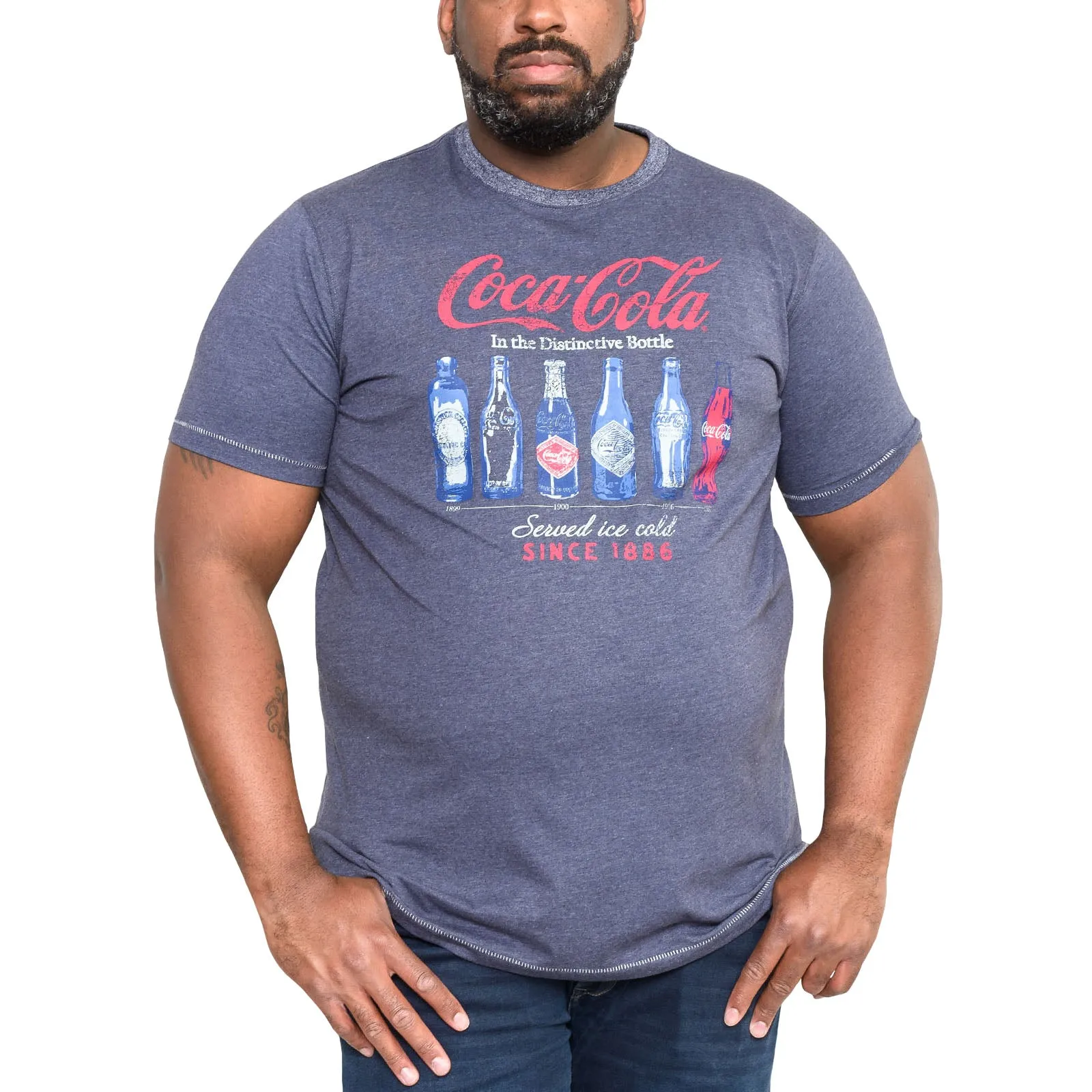 Duke D555 Mens Bottles Big & Tall Official Coca Cola T-Shirt - Denim