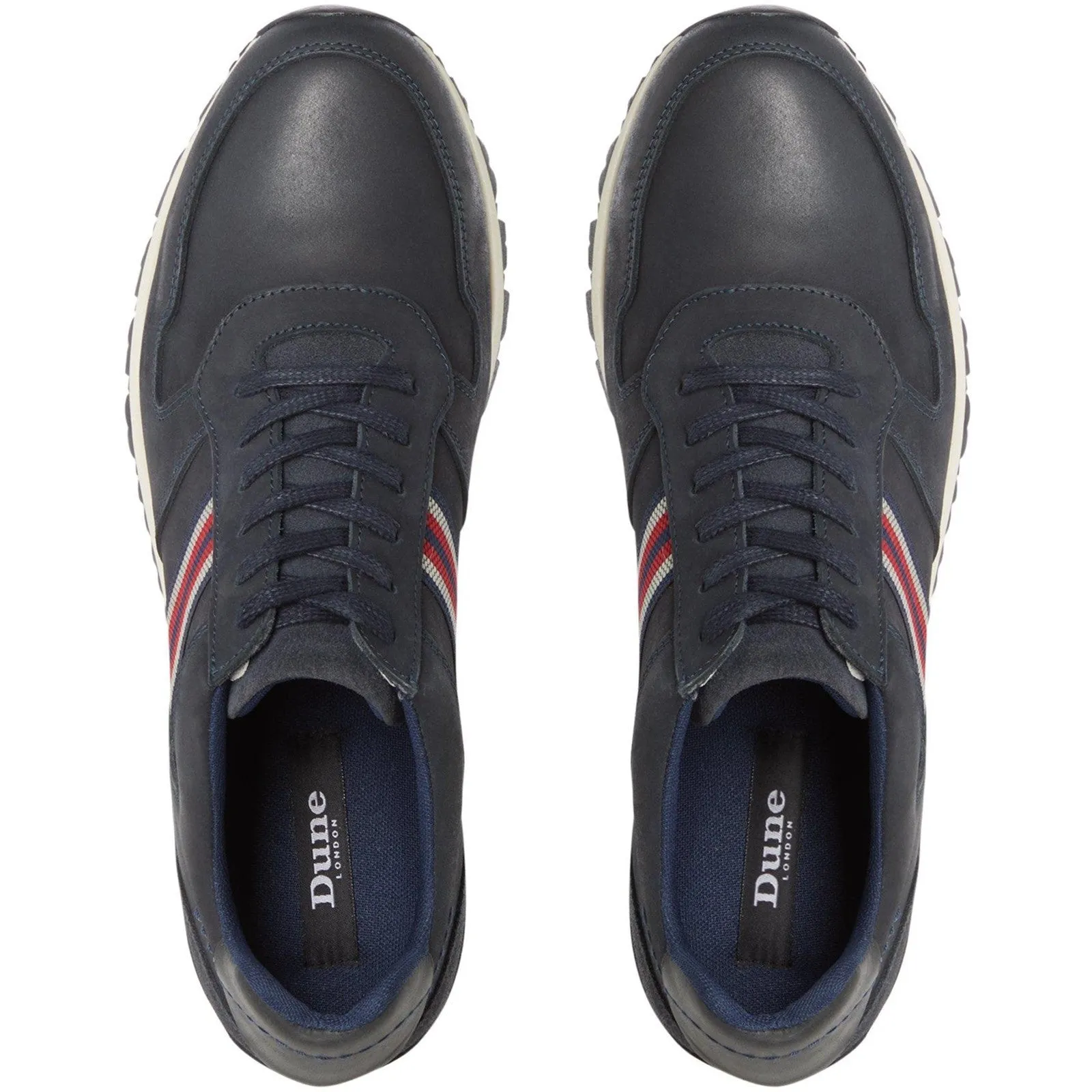 Dune Truro Mens Side Stripe Leather Trainer