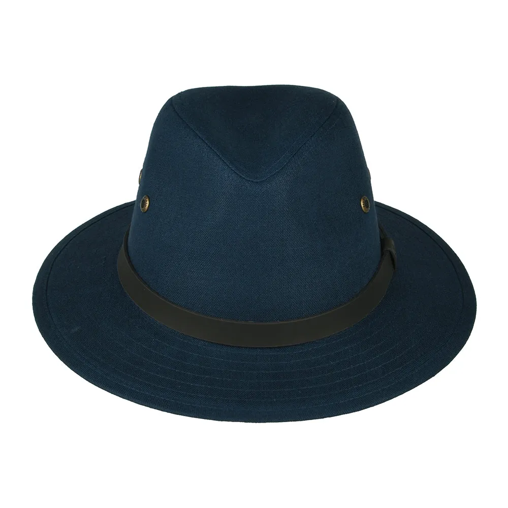 Failsworth Hats Irish Linen Safari Fedora Hat - Navy Blue