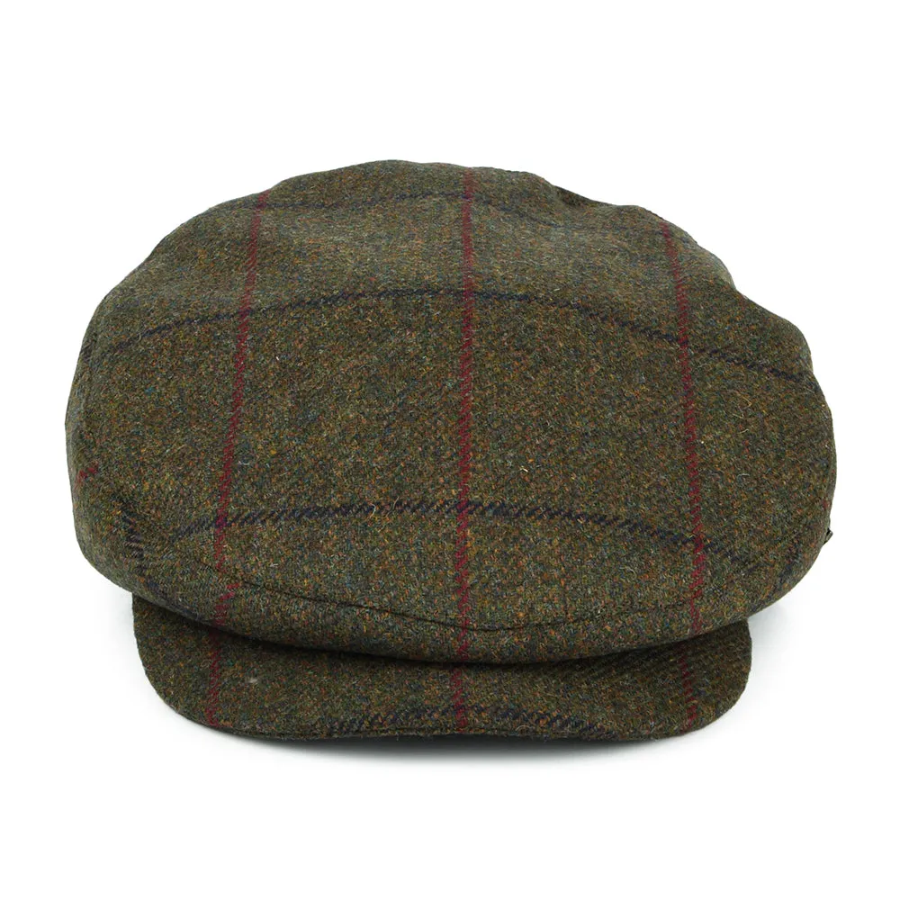 Failsworth Hats Manor Windowpane Water Repellent Flat Cap - Forest-Multi