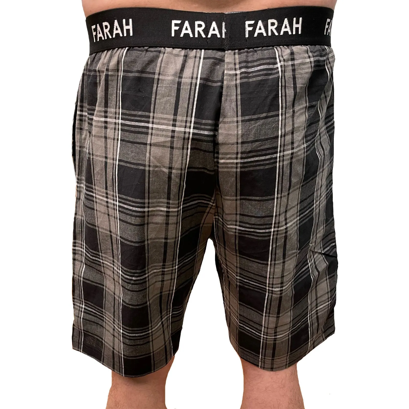Farah Mens Briggs Elasticated Checked Lounge Shorts - Black