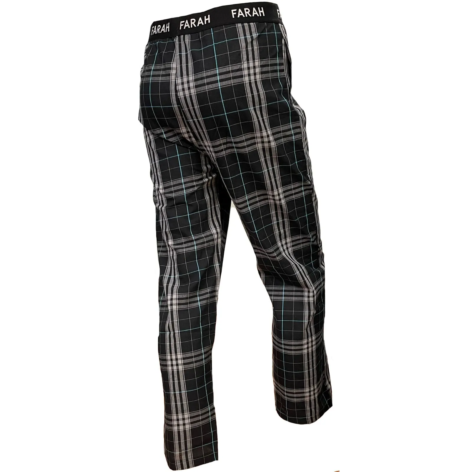 Farah Mens Gerritt Elasticated Checked Lounge Pants - Black
