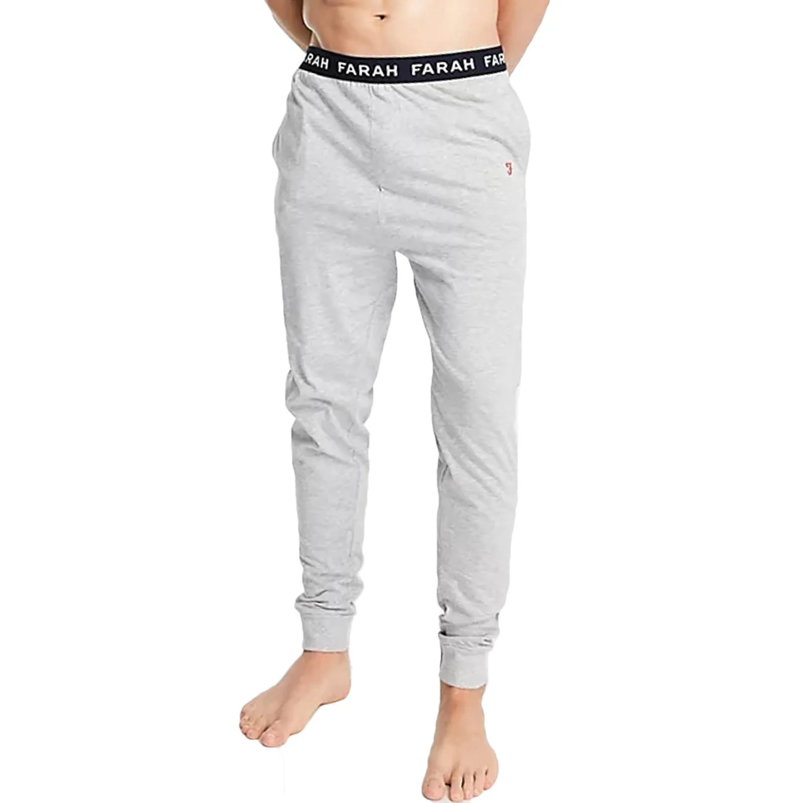 Farah Mens Zahar Elasticated Cotton Lounge Pants - Grey