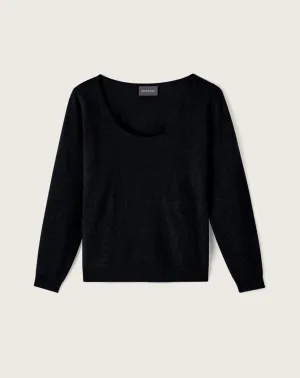 Fitted openwork lines ballerina neckline pullover Eric Bompard