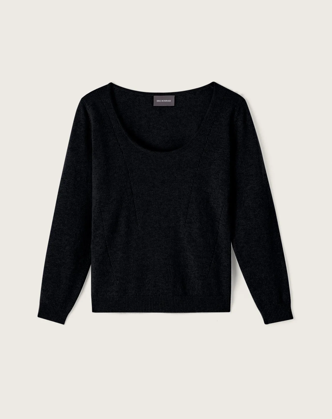 Fitted openwork lines ballerina neckline pullover Eric Bompard