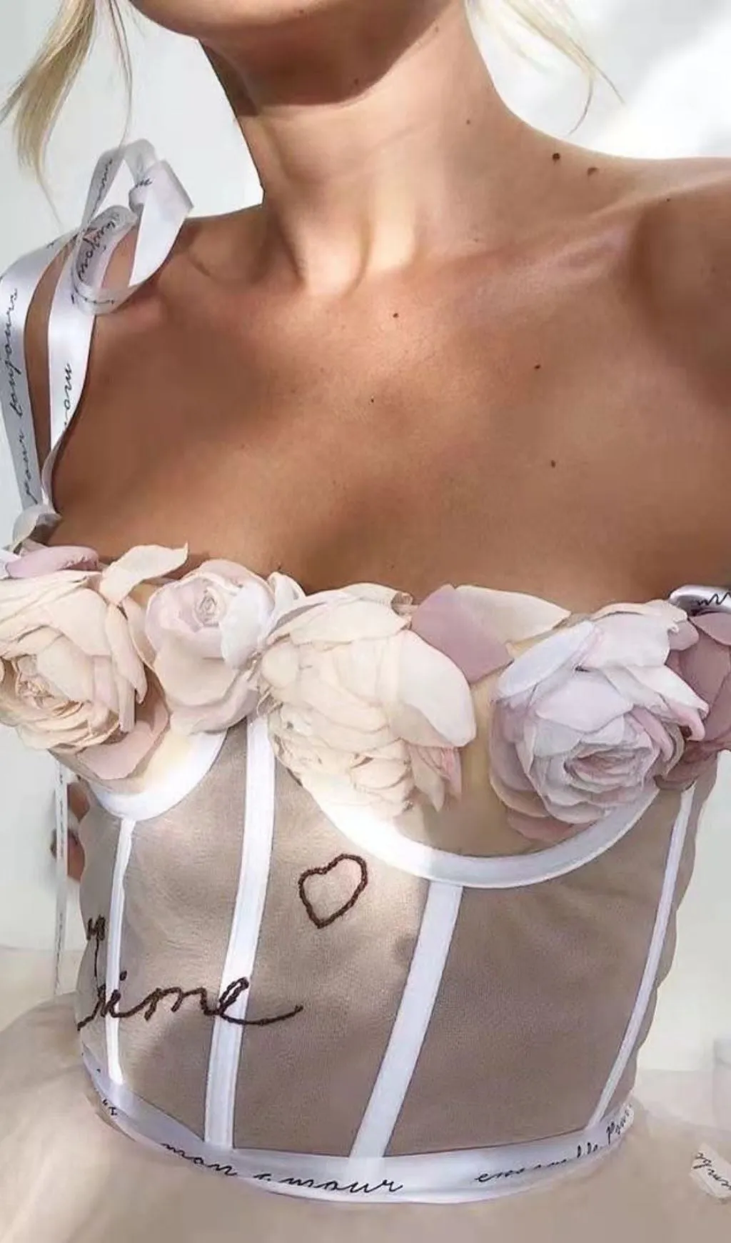 FLORAL LACE CORSET TOP Gloria Lanvin