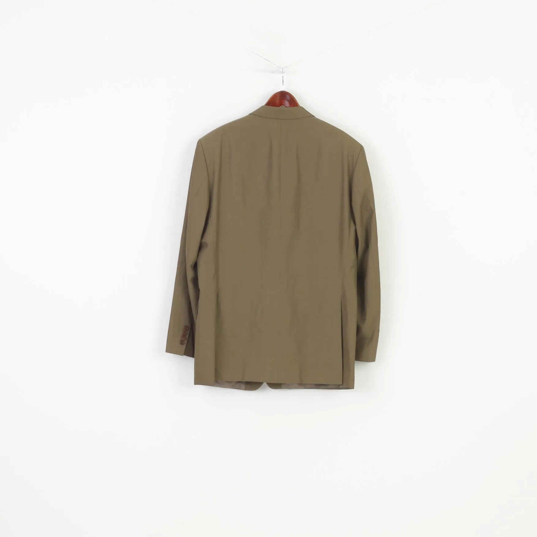 Hugo Boss Men 54 44 Blazer Green Cupro Cotton Single Breasted Classic Vintage Jacket