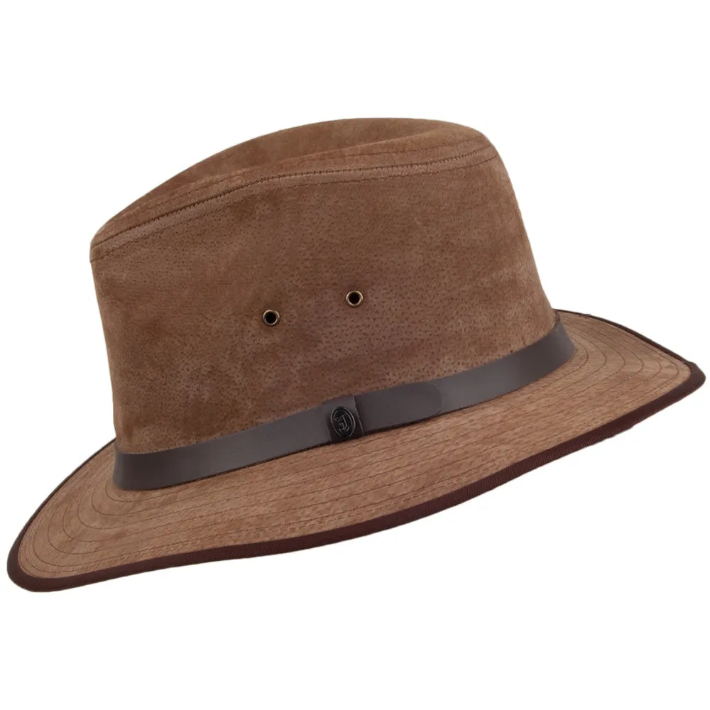 Jaxon & James Nubuck Leather Safari Fedora - Chestnut