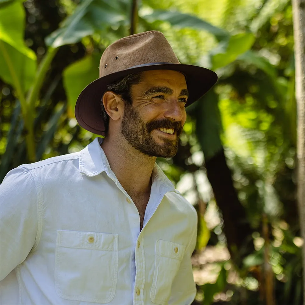 Jaxon & James Nubuck Leather Safari Fedora - Chestnut