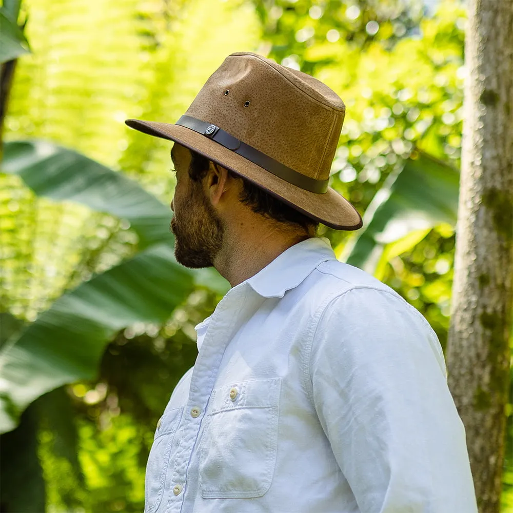 Jaxon & James Nubuck Leather Safari Fedora - Chestnut