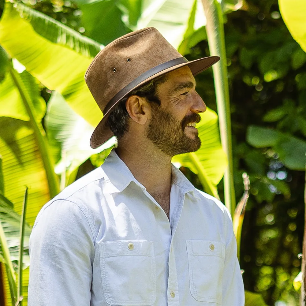 Jaxon & James Nubuck Leather Safari Fedora - Chestnut