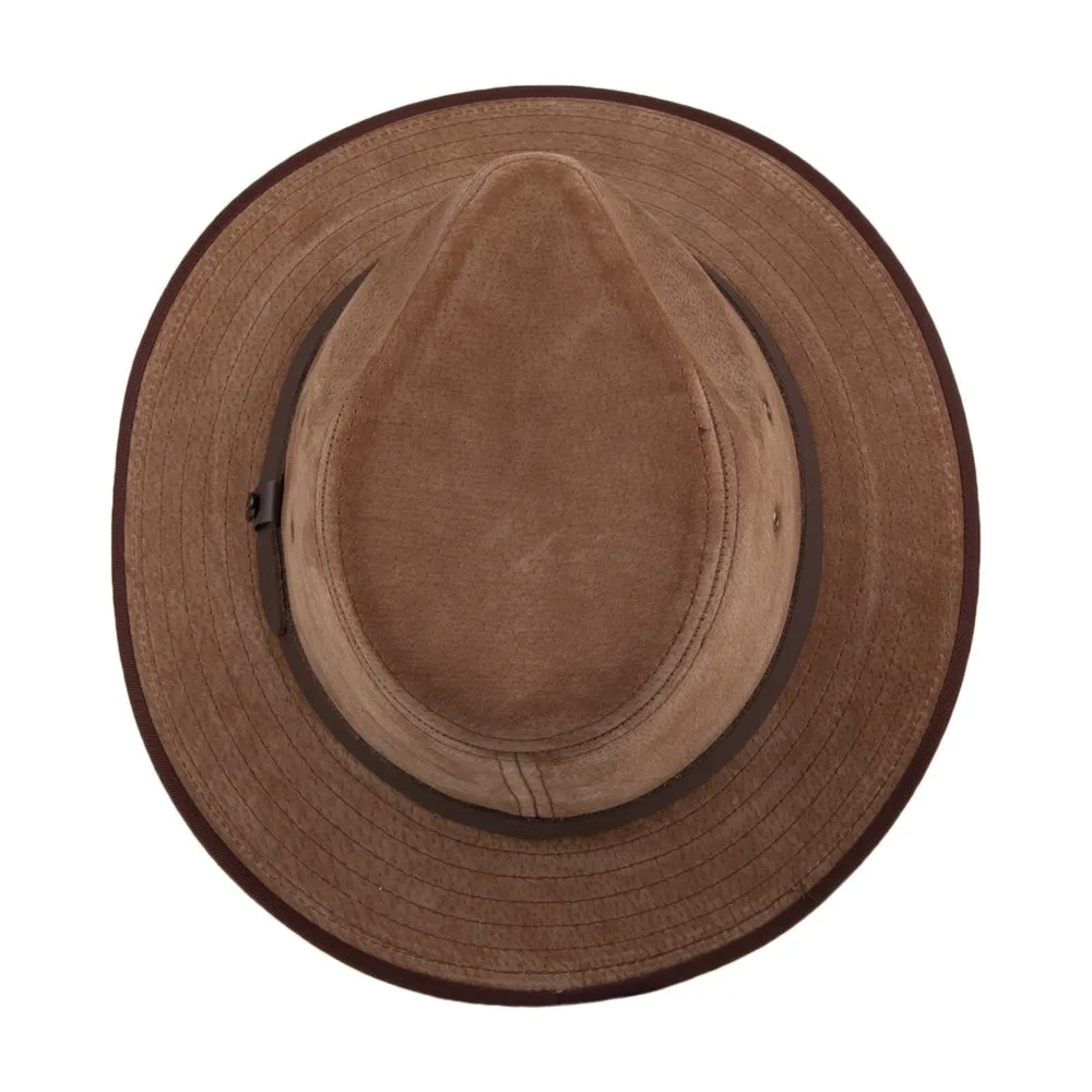 Jaxon & James Nubuck Leather Safari Fedora - Chestnut