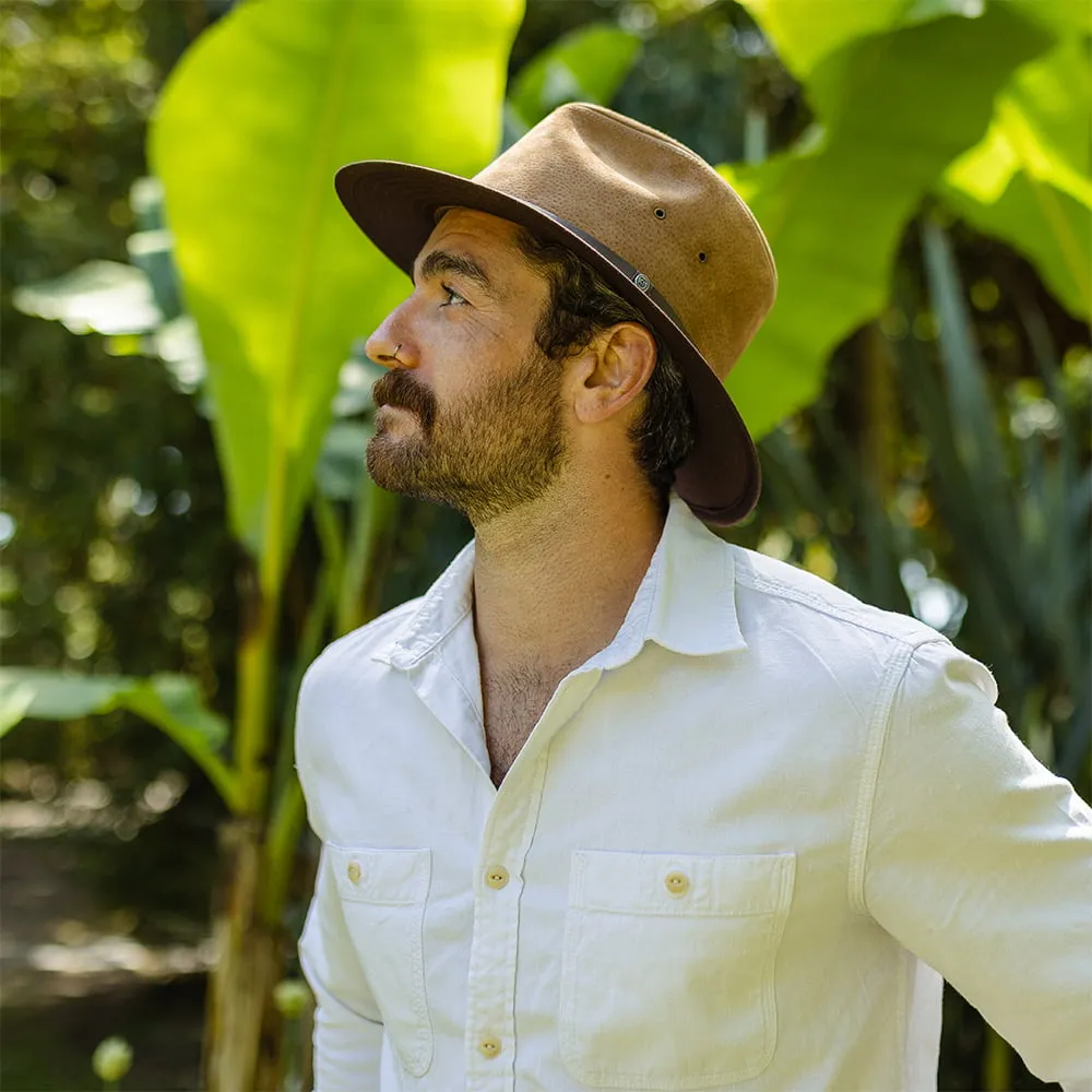 Jaxon & James Nubuck Leather Safari Fedora - Chestnut