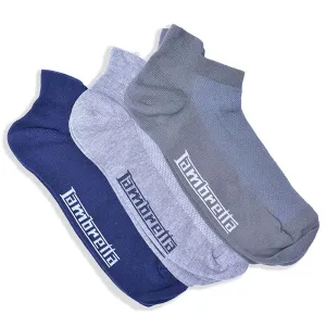 Lambretta Mens 3 Pack Ankle Trainer Socks - Navy/Khaki/Grey
