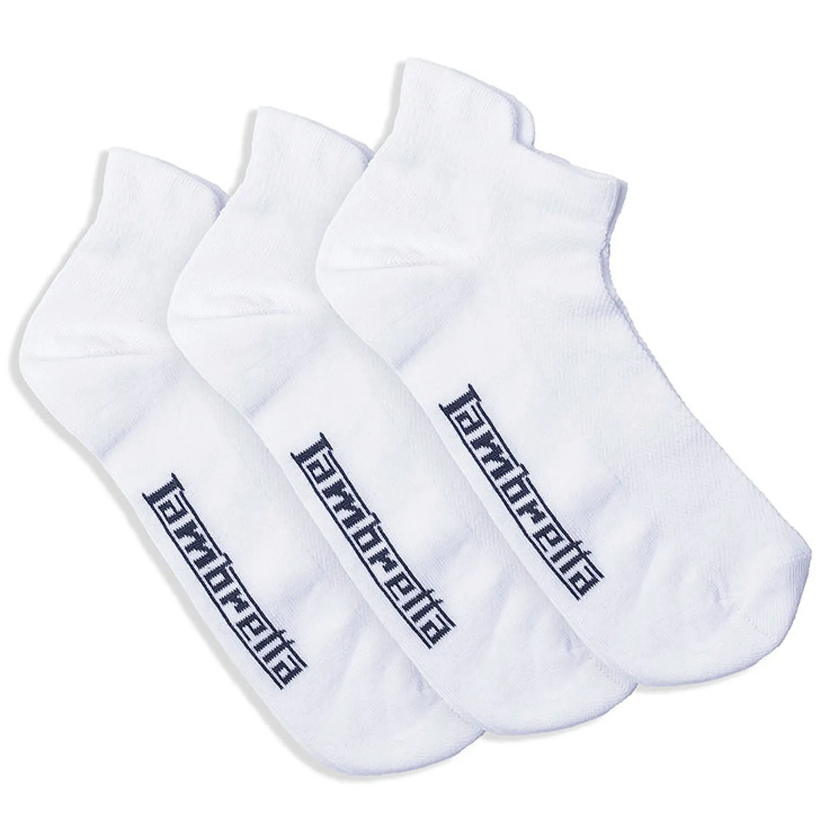 Lambretta Mens 3 Pack Ankle Trainer Socks - White