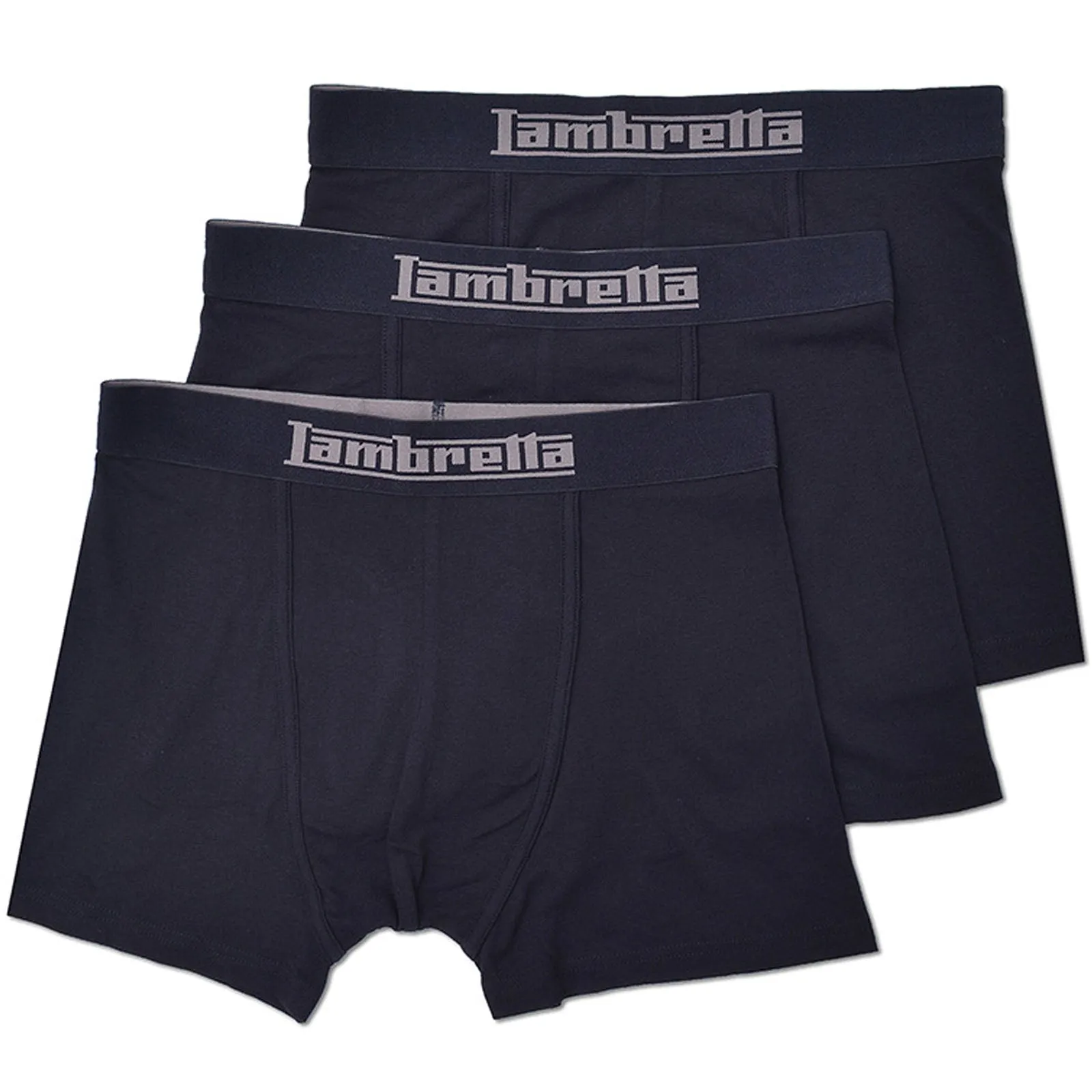 Lambretta Mens 3 Pack Elasticated Boxer Shorts - Black
