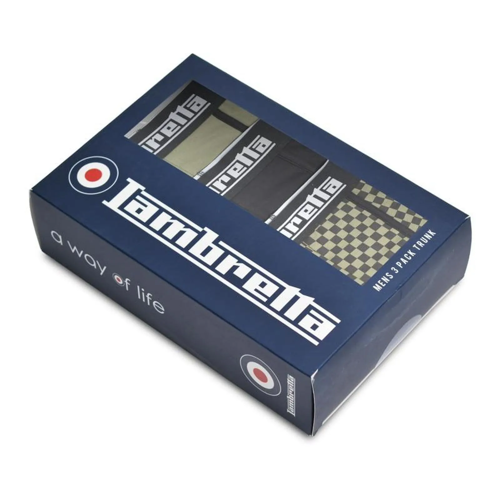 Lambretta Mens 3 Pack Multi Elasticated Boxer Shorts - Navy