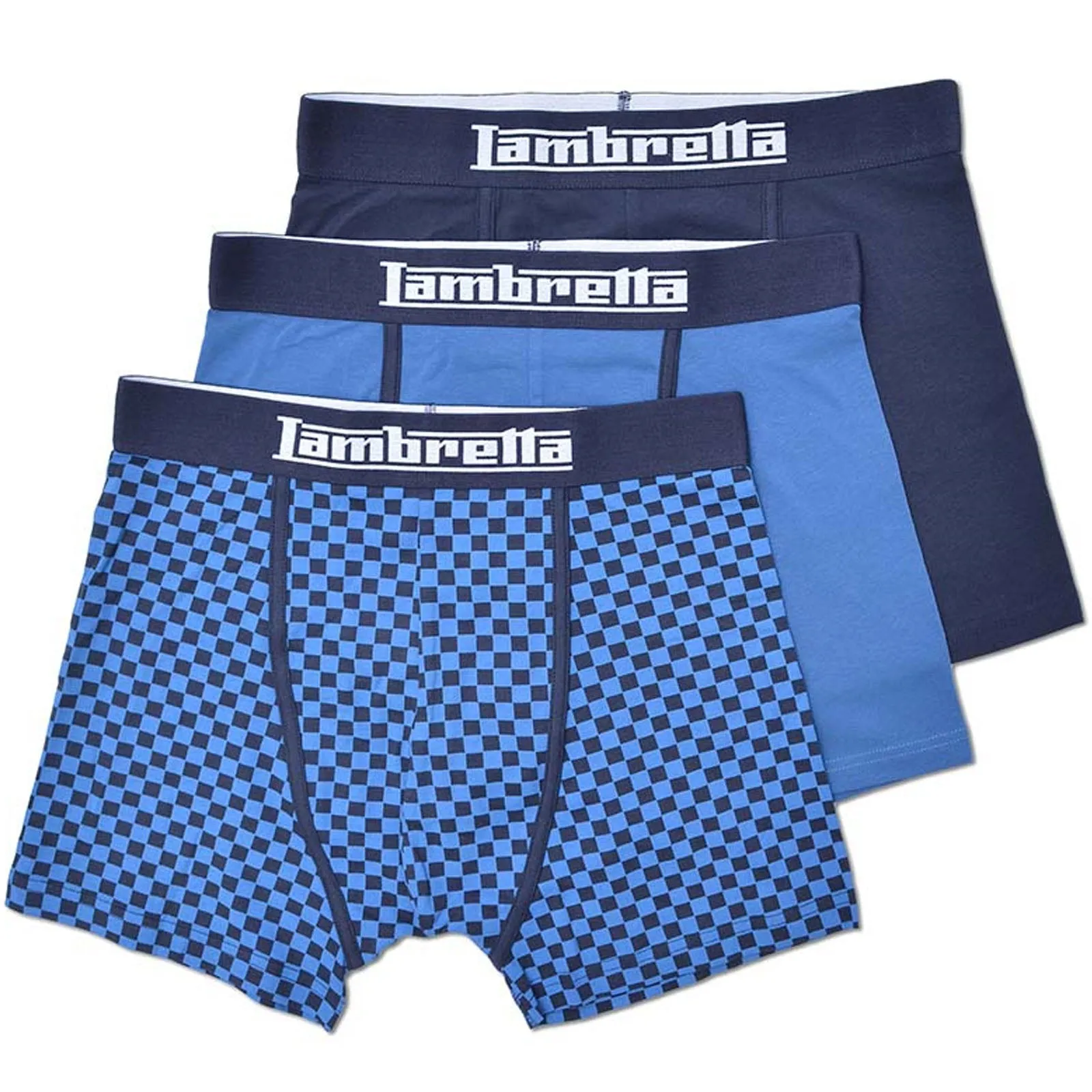 Lambretta Mens 3 Pack Multi Elasticated Boxer Shorts - Navy