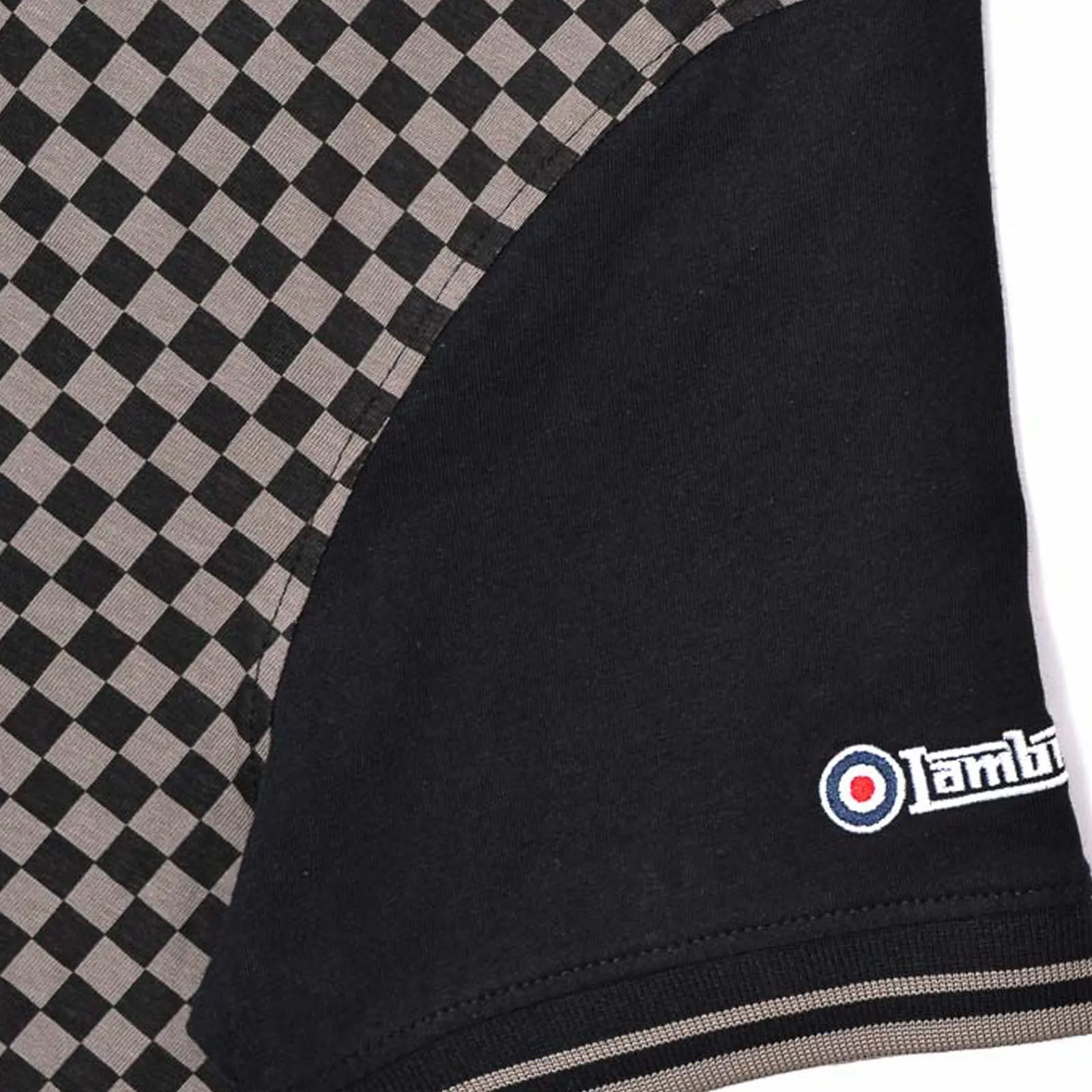 Lambretta Mens AOP Check Print Polo Shirt - Black/Grey