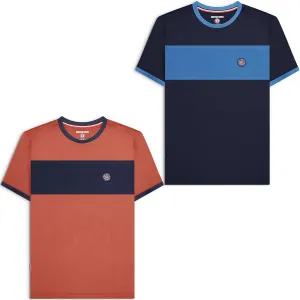 Lambretta Mens Badge Panel Short Sleeve Crew Neck T-Shirt