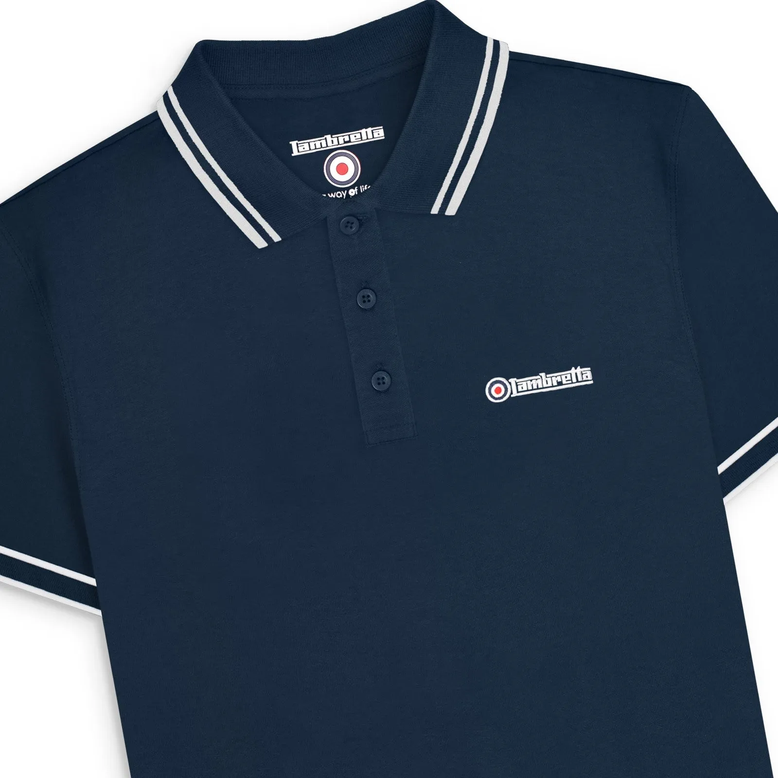 Lambretta Mens Branded Sleeve Short Sleeve Polo Shirt