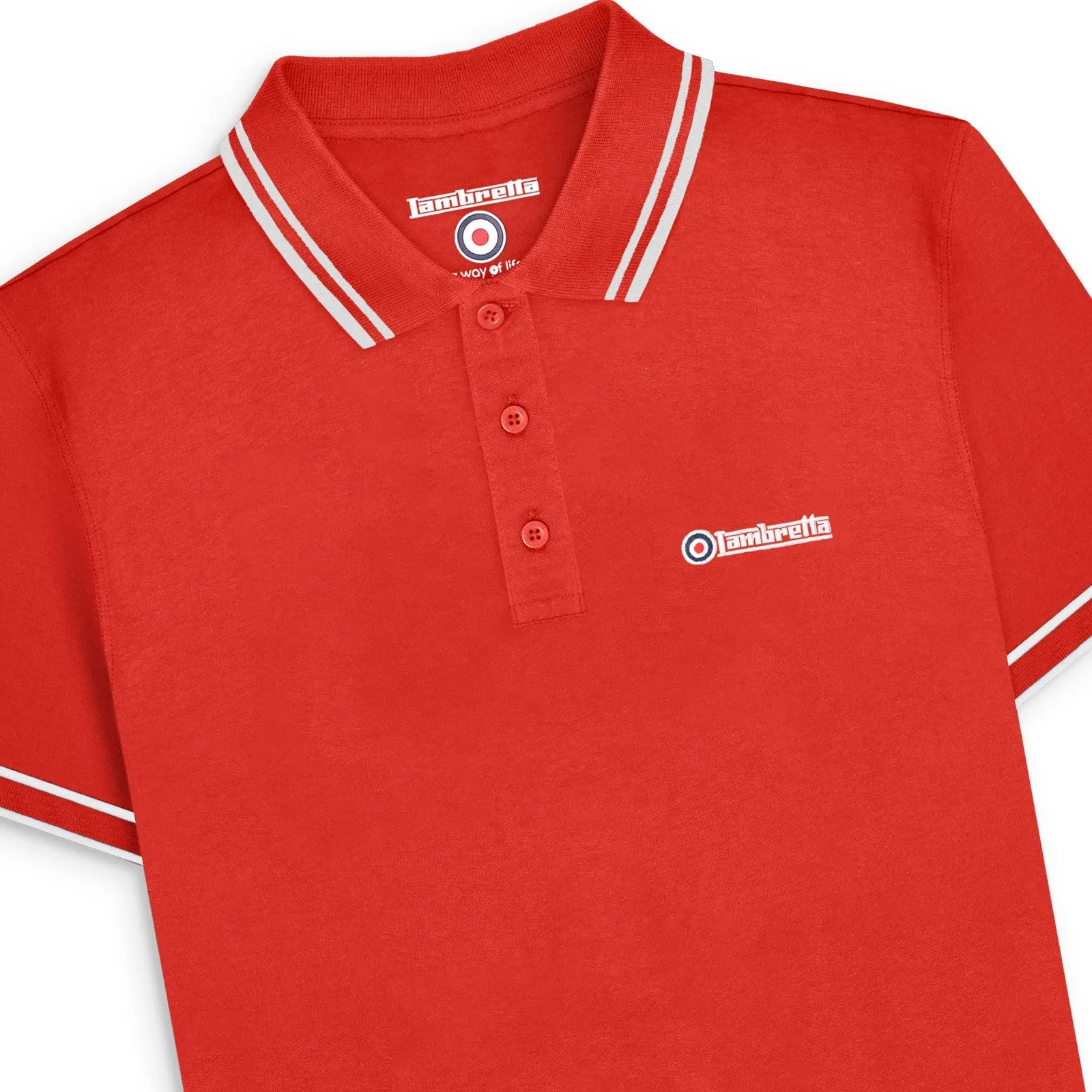 Lambretta Mens Branded Sleeve Short Sleeve Polo Shirt
