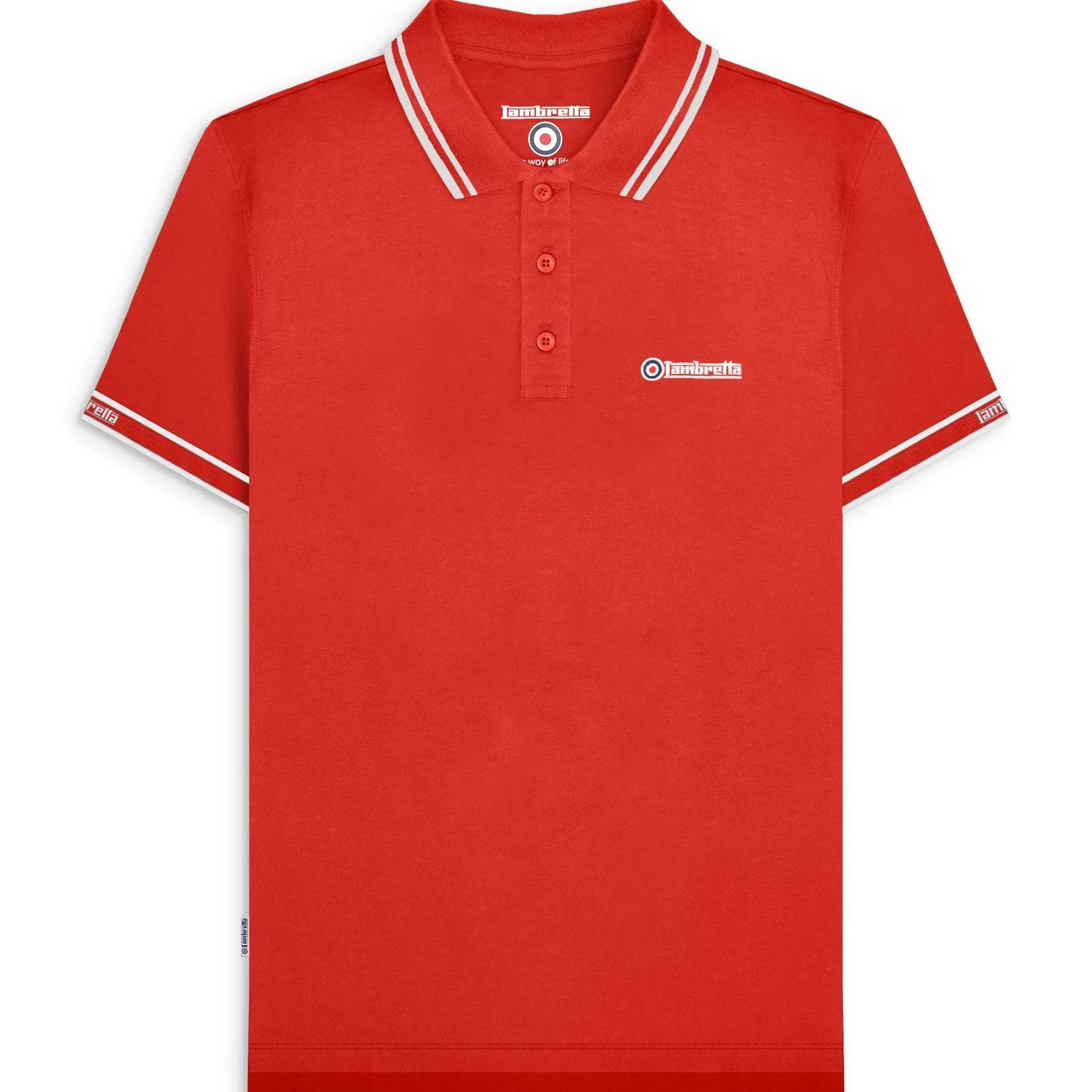 Lambretta Mens Branded Sleeve Short Sleeve Polo Shirt