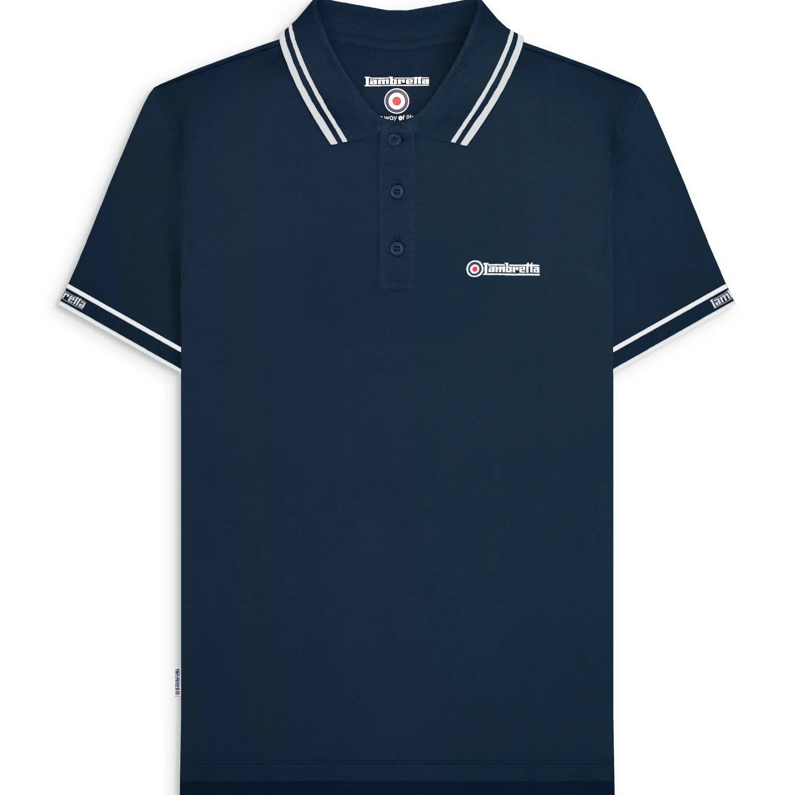 Lambretta Mens Branded Sleeve Short Sleeve Polo Shirt