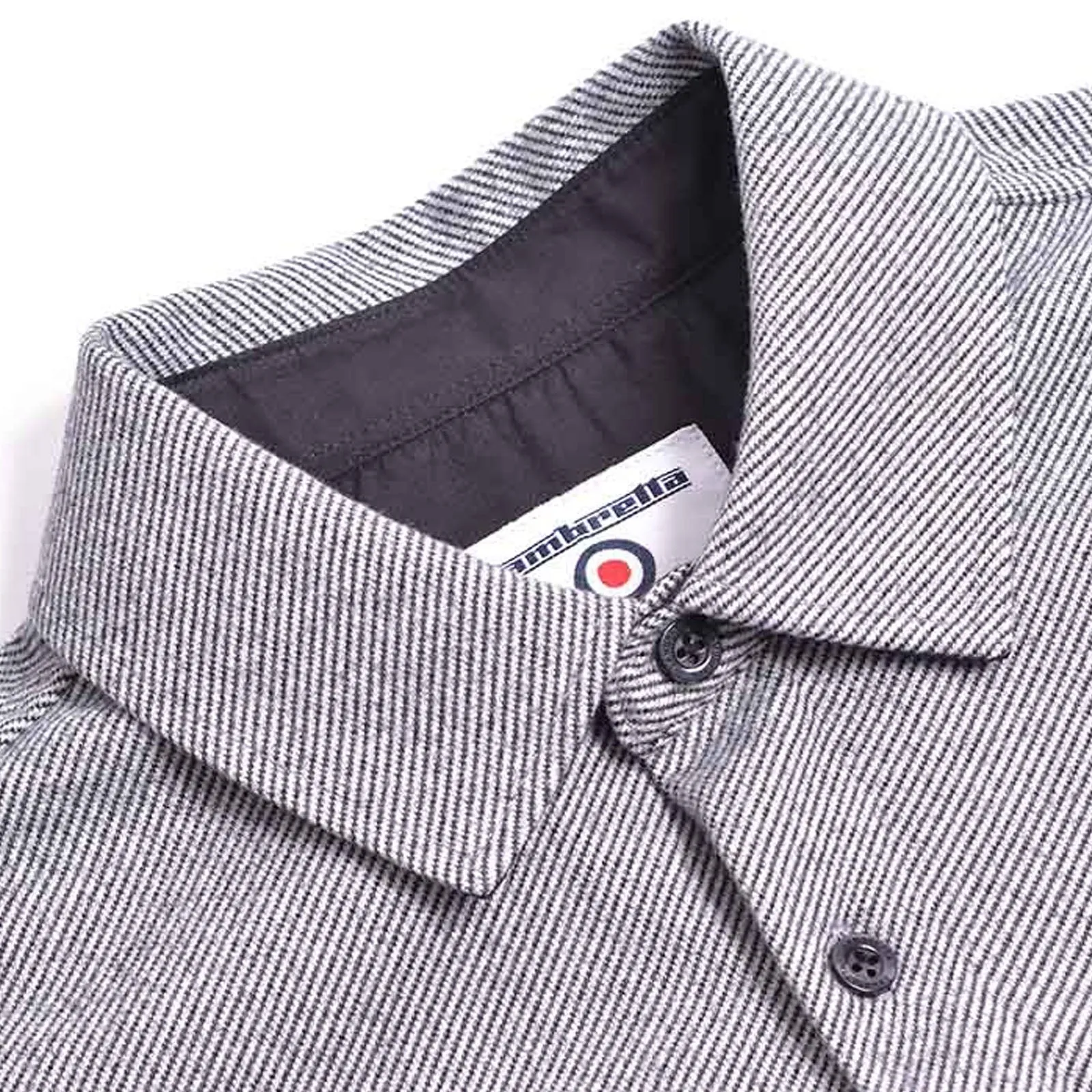 Lambretta Mens Brushed Twill Long Sleeve Striped Overshirt - Black/White