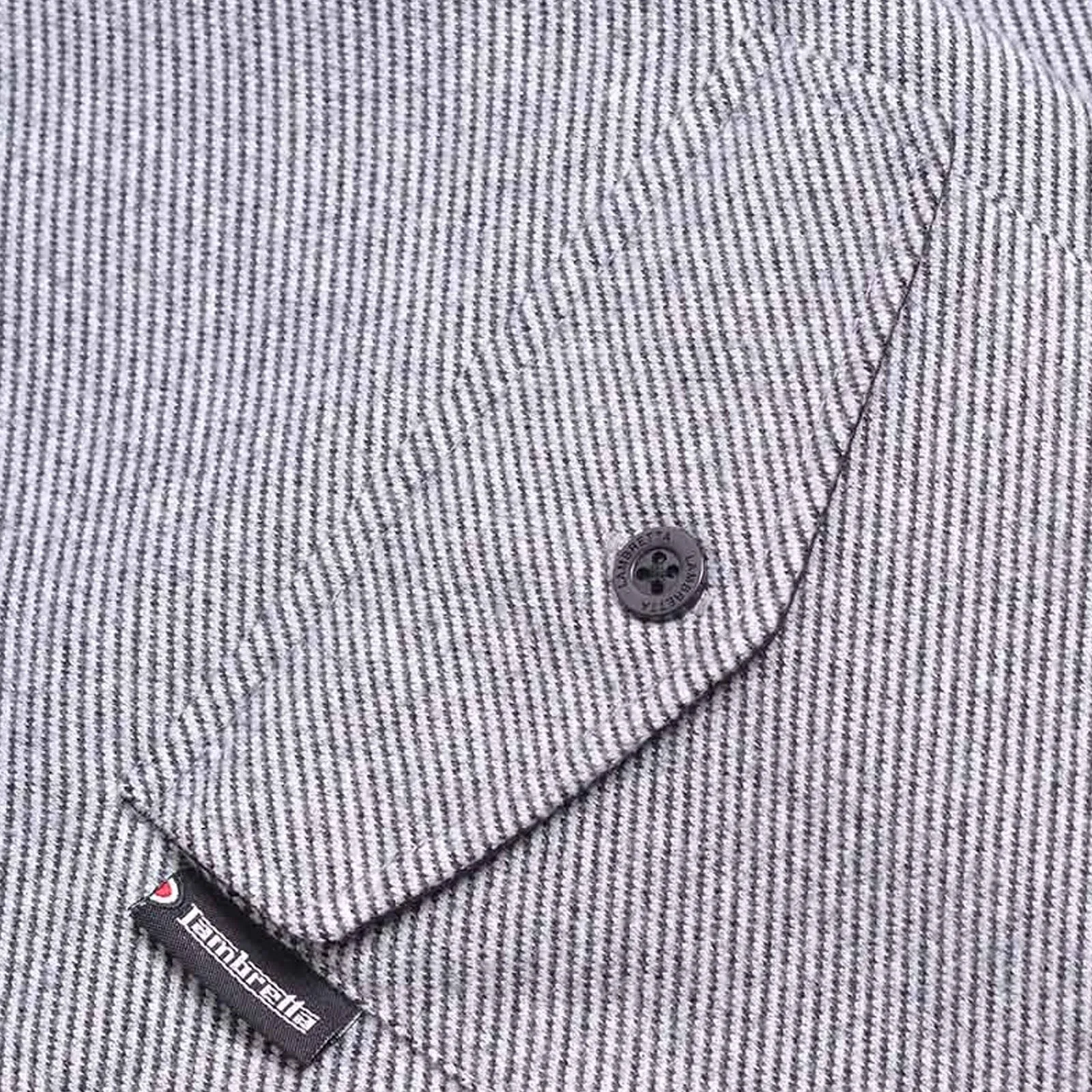 Lambretta Mens Brushed Twill Long Sleeve Striped Overshirt - Black/White