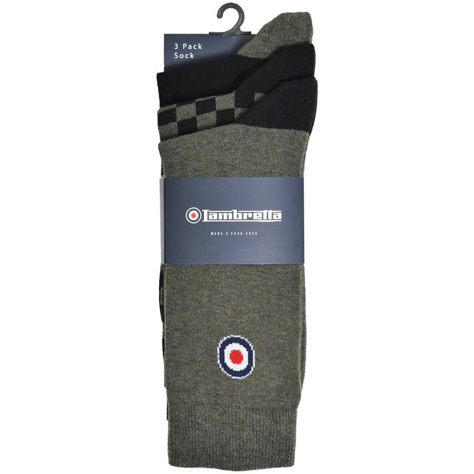Lambretta Mens Checker 3 Pack Crew Socks