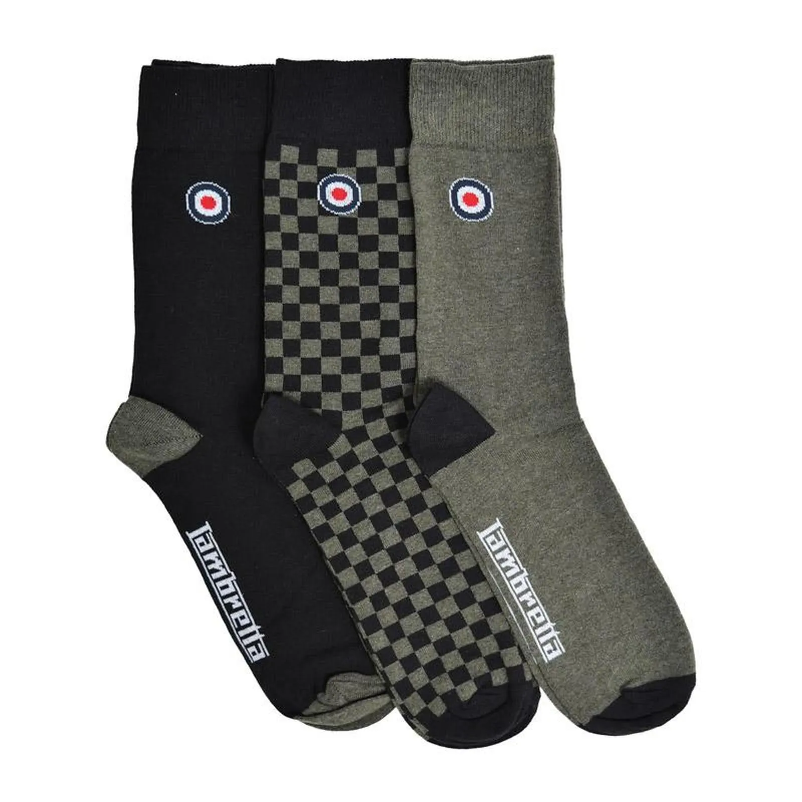 Lambretta Mens Checker 3 Pack Crew Socks