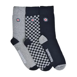 Lambretta Mens Checker 3 Pack Crew Socks