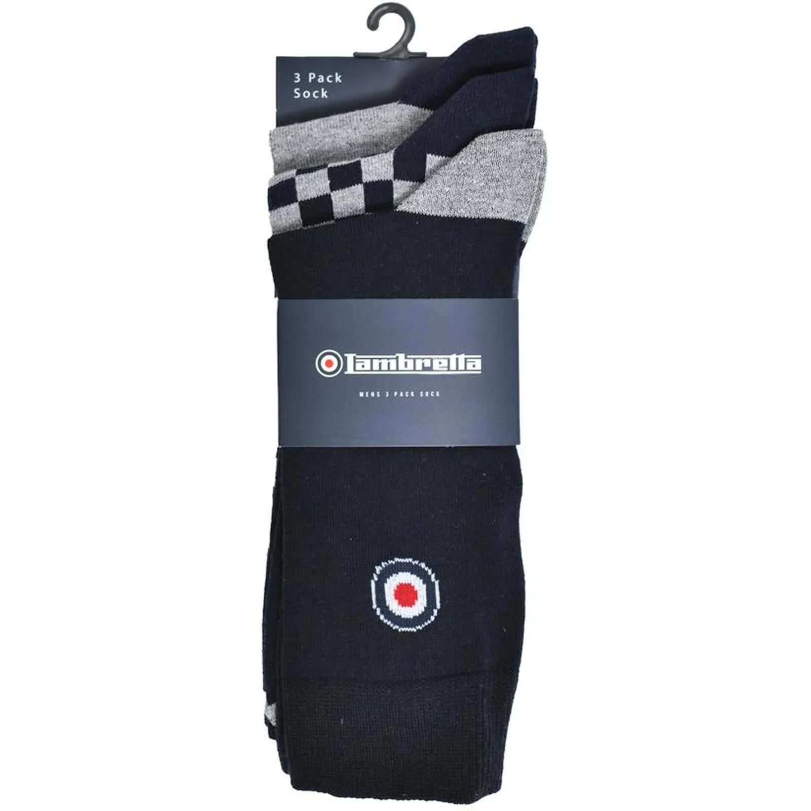Lambretta Mens Checker 3 Pack Crew Socks