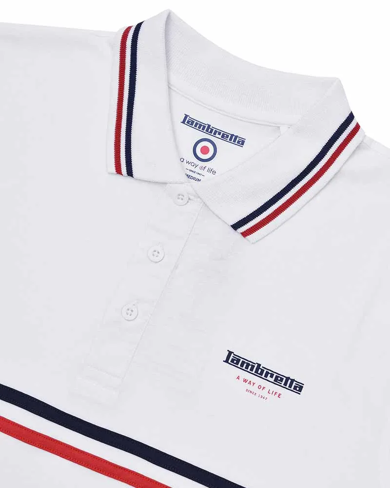 Lambretta Mens Classic Stripe  Retro T-Shirt Polo Shirt