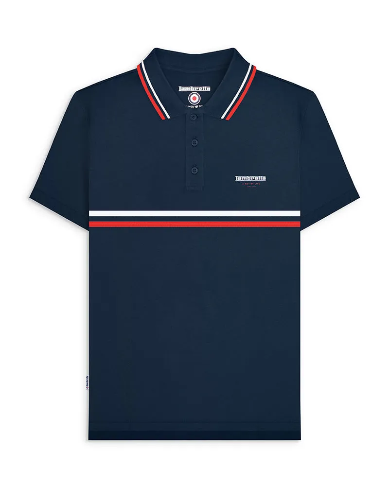 Lambretta Mens Classic Stripe  Retro T-Shirt Polo Shirt