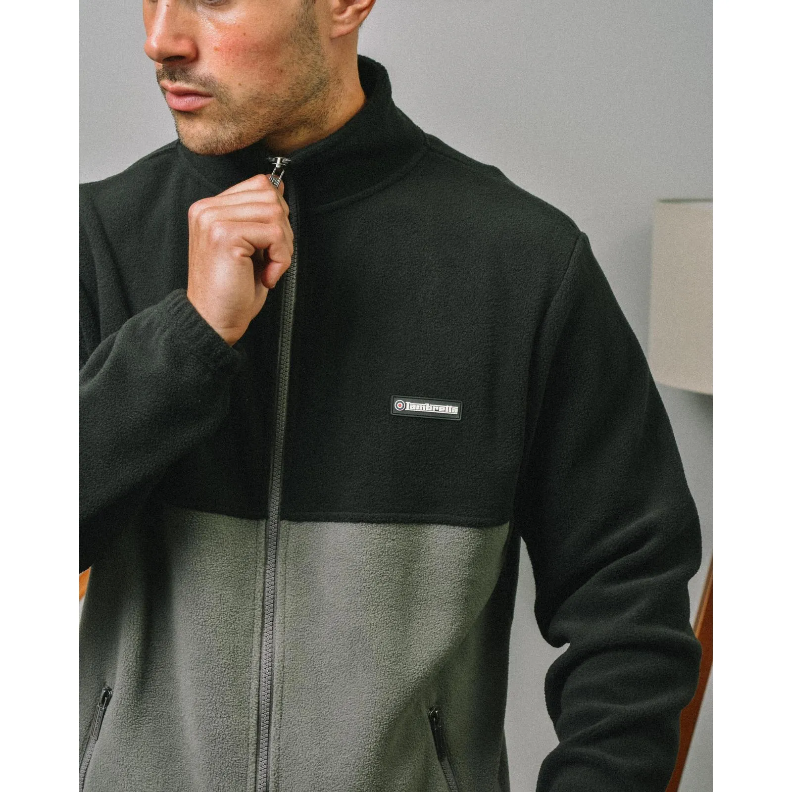 Lambretta Mens Contrast Panel Polar Fleece