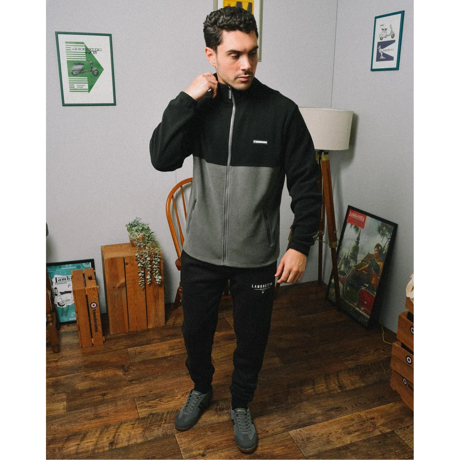 Lambretta Mens Contrast Panel Polar Fleece