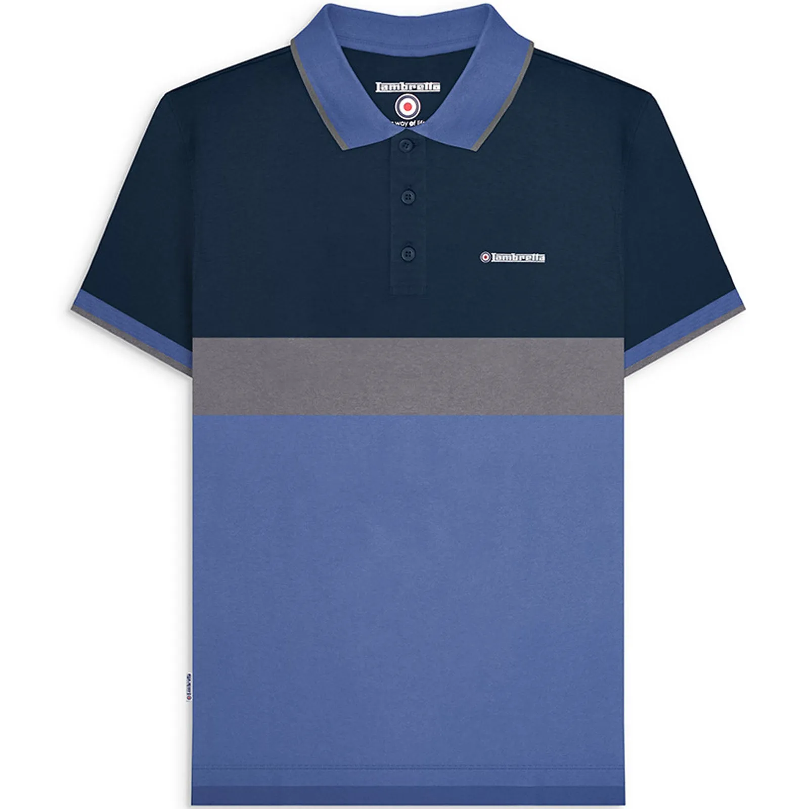 Lambretta Mens Contrast Panel Short Sleeve Polo Shirt