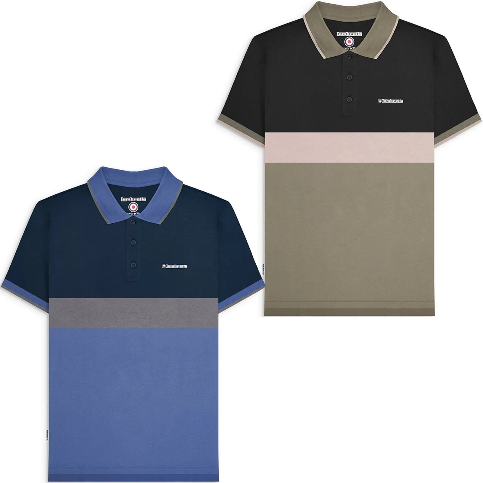 Lambretta Mens Contrast Panel Short Sleeve Polo Shirt