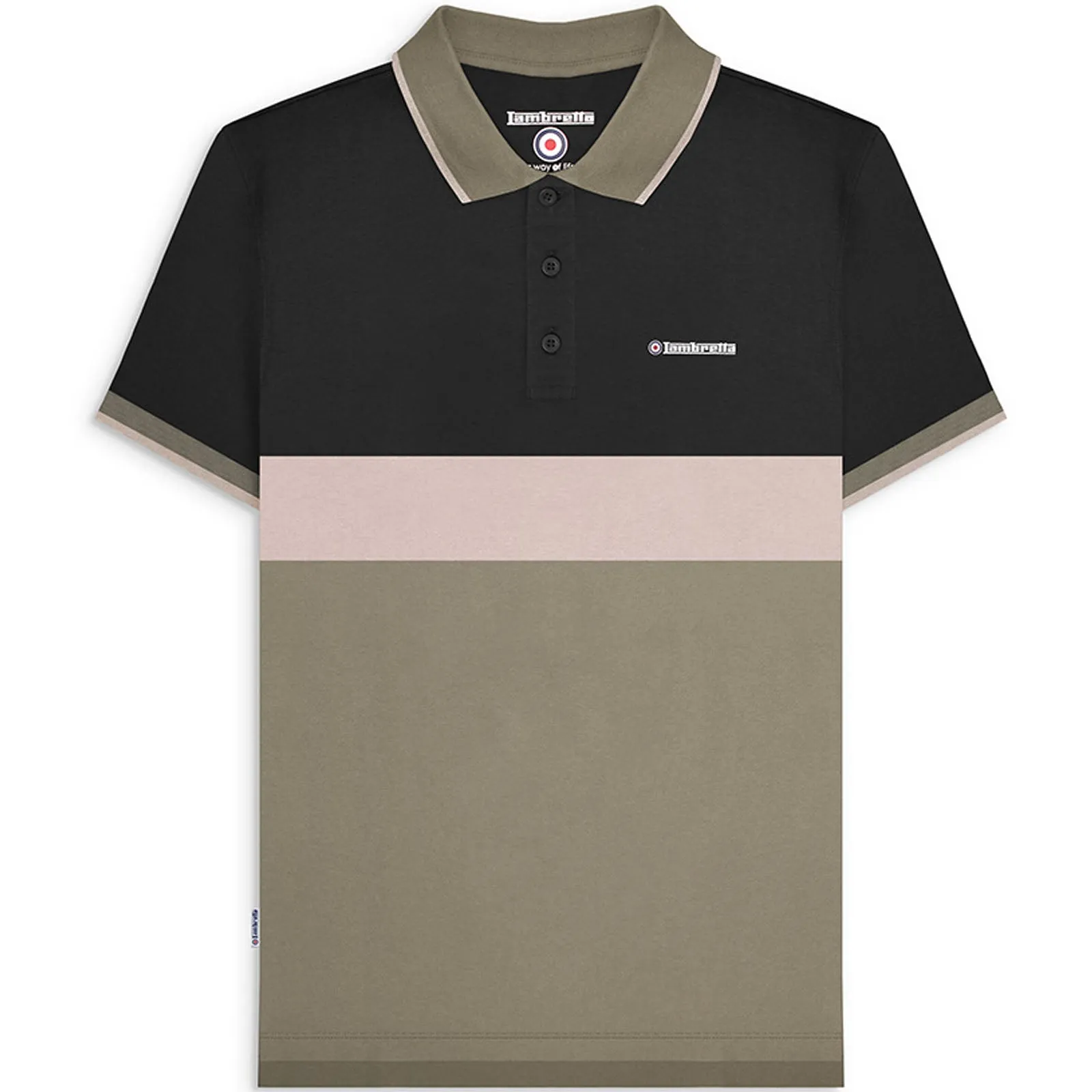 Lambretta Mens Contrast Panel Short Sleeve Polo Shirt