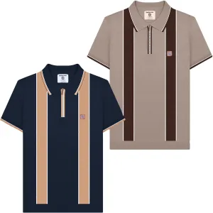 Lambretta Mens Corsico 1/4 Zip Short Sleeve Polo Shirt