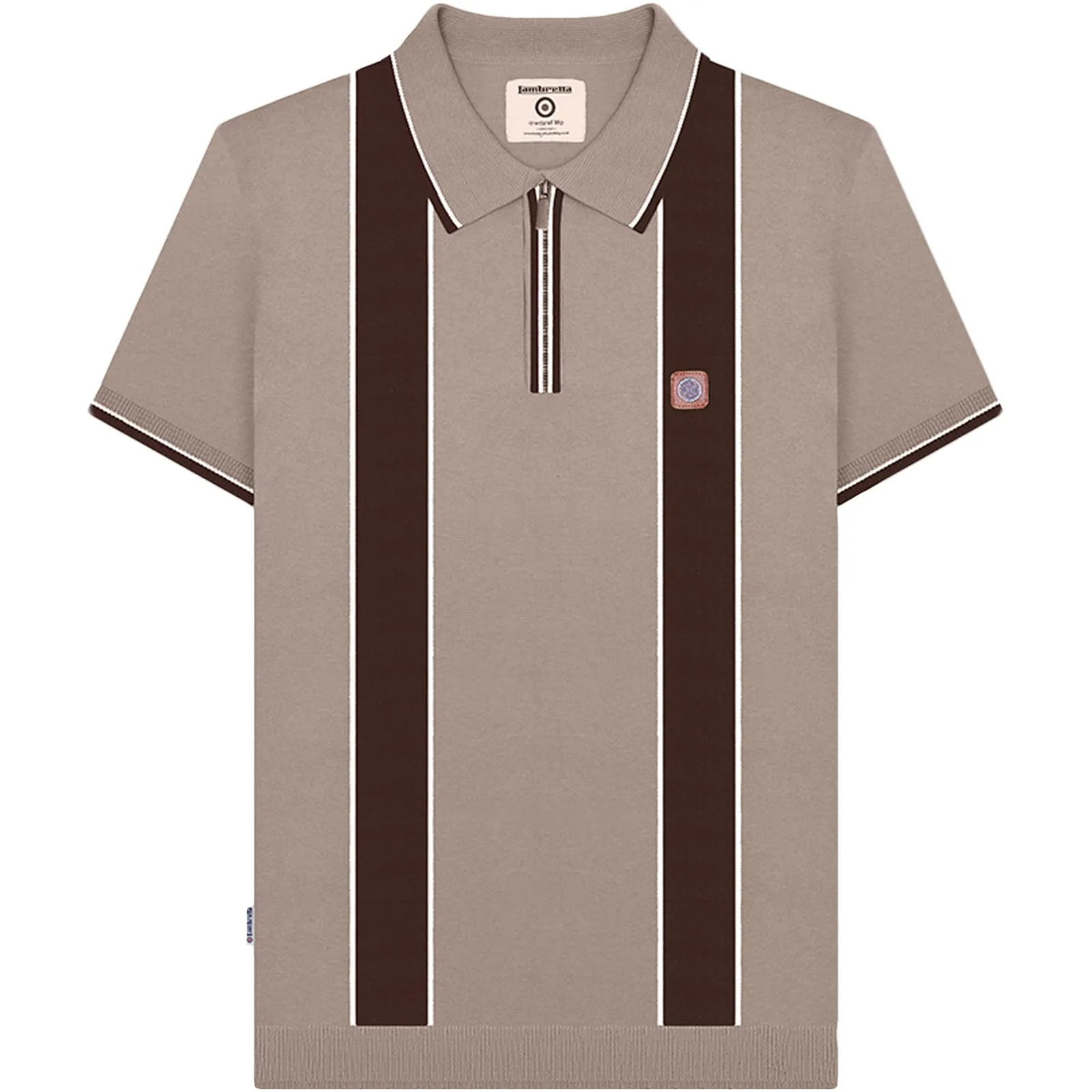 Lambretta Mens Corsico 1/4 Zip Short Sleeve Polo Shirt